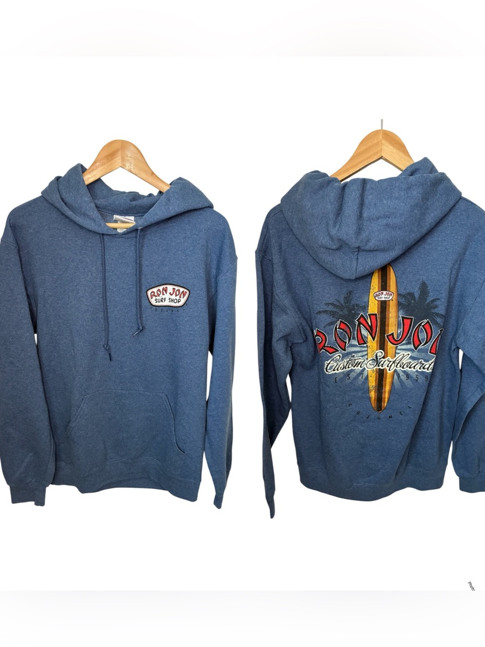 Ron Jon Hoodie Men’s S Blue Cozumel Hooded Pullover Surfboard Graphic LIKE NEW